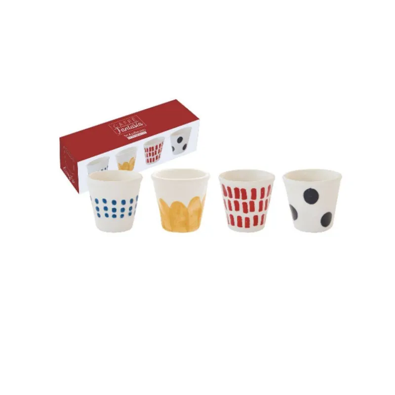 Tasses Expresso-Easy Life Coffret de 4 gobelets à café 6 cl rouge