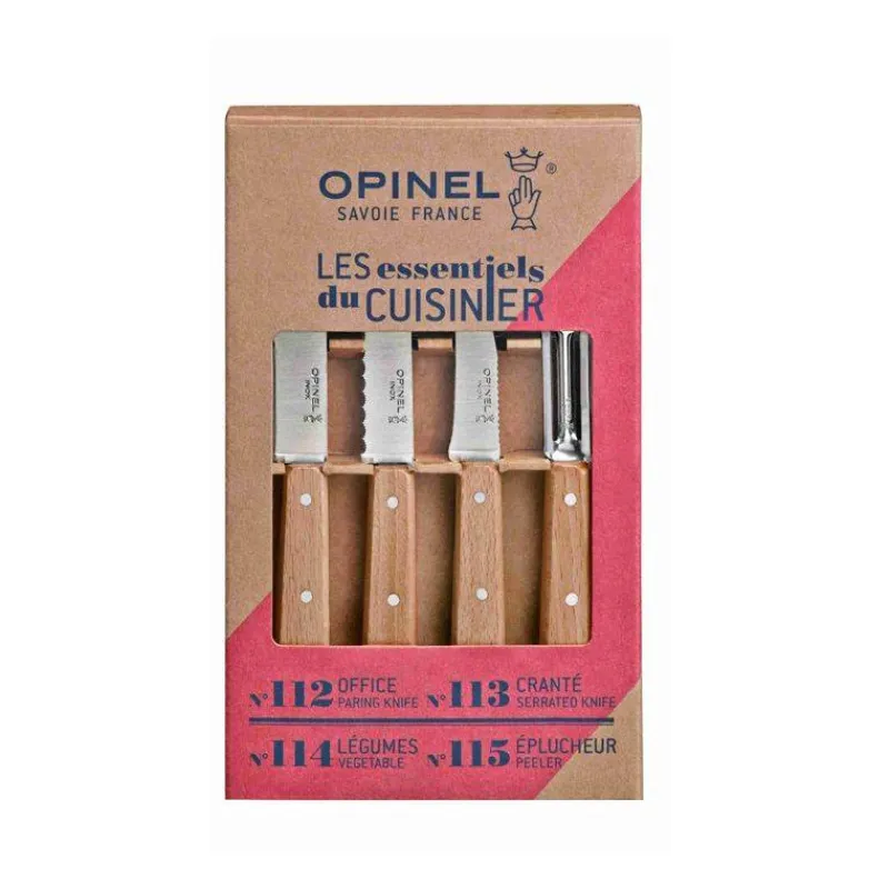Economes Et Eplucheurs | Couteaux D'office-OPINEL Coffret Les Essentiels Bois Hêtre - office, universel, économe, bec oiseau -