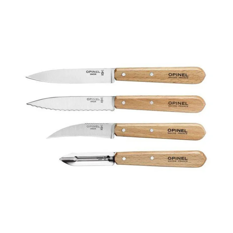 Economes Et Eplucheurs | Couteaux D'office-OPINEL Coffret Les Essentiels Bois Hêtre - office, universel, économe, bec oiseau -