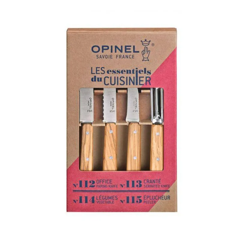 Economes Et Eplucheurs | Couteaux D'office-OPINEL Coffret Les Essentiels Bois Olivier - office, universel, économe, bec oiseau -