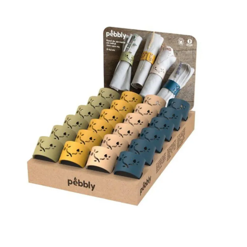 Ronds De Serviettes-Pebbly COSY Rond de serviette en acier D4.5 cm Beige Rose Nude