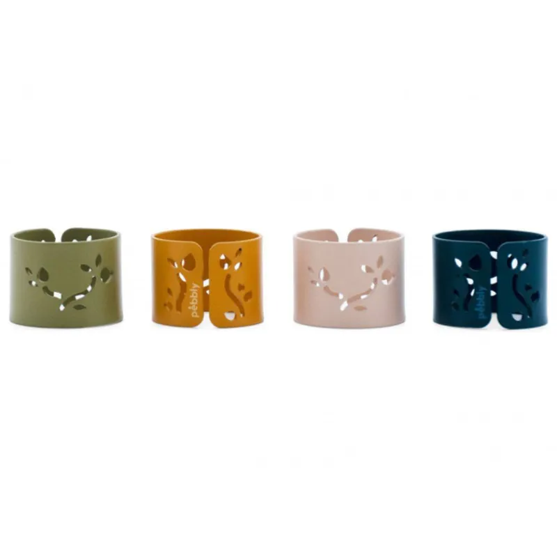Ronds De Serviettes-Pebbly COSY Rond de serviette en acier D4.5 cm Bleu Canard