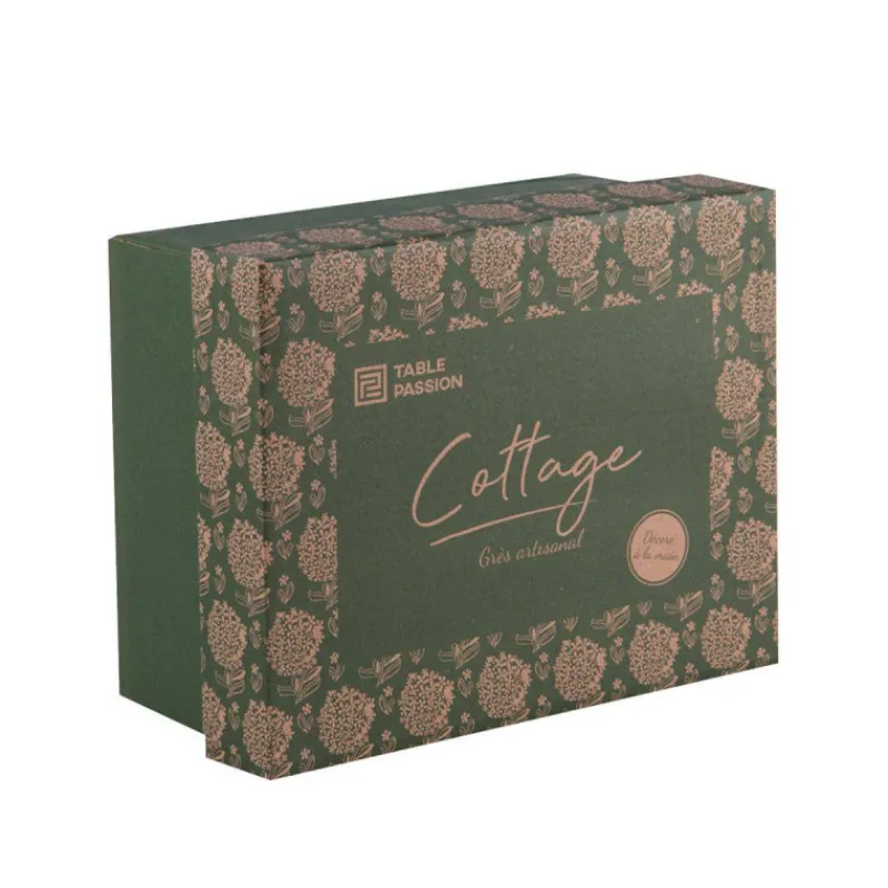 Mugs-TABLE PASSION COTTAGE Coffret Mugs Grès Vert 30cl - Les 4