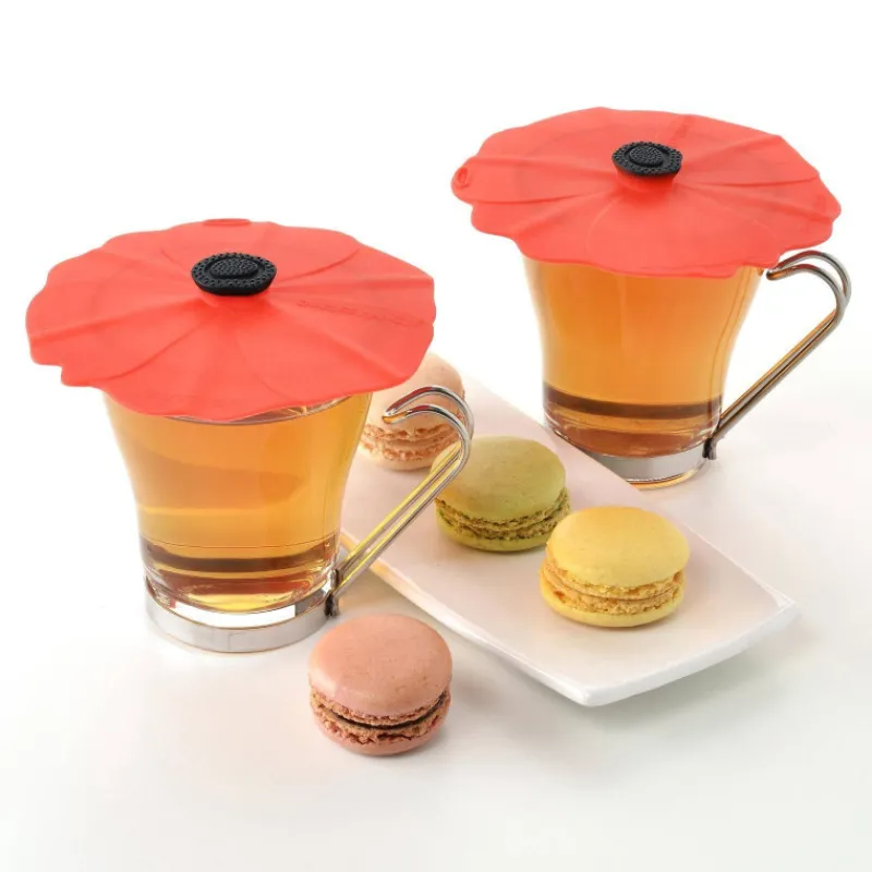 Théières, Cafetières Et Accessoires | Couvercles En Silicone-Charles VIANCIN Couvercle Couvre verre Infuseur en Silicone Poppy Les 2