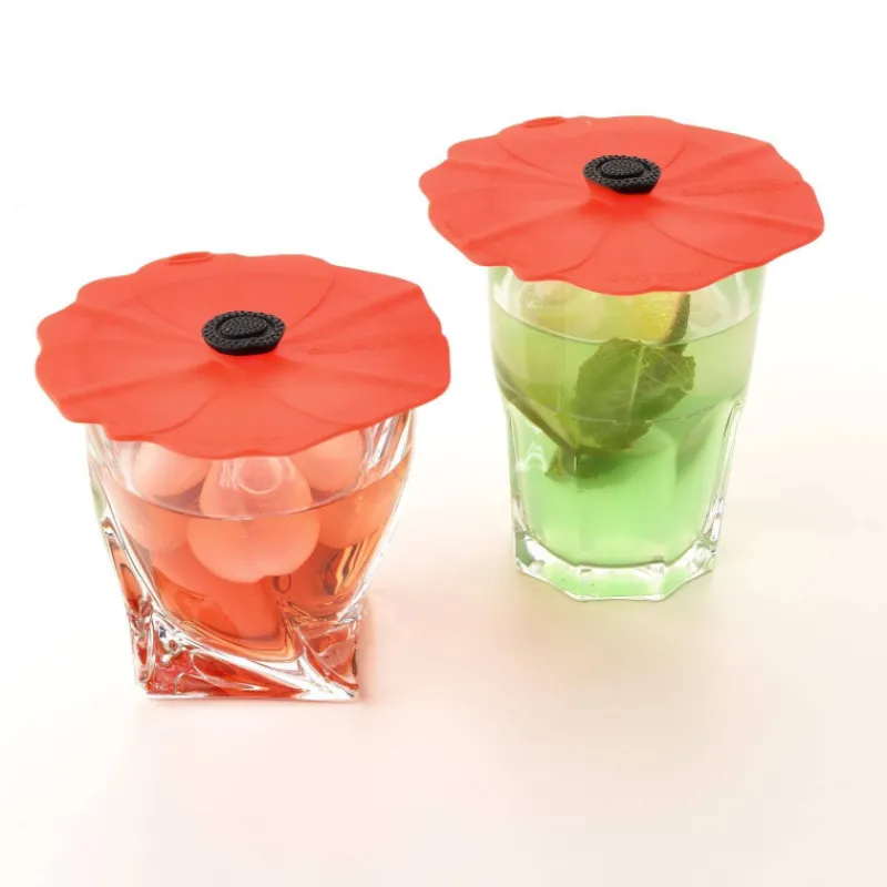 Théières, Cafetières Et Accessoires | Couvercles En Silicone-Charles VIANCIN Couvercle Couvre verre Infuseur en Silicone Poppy Les 2