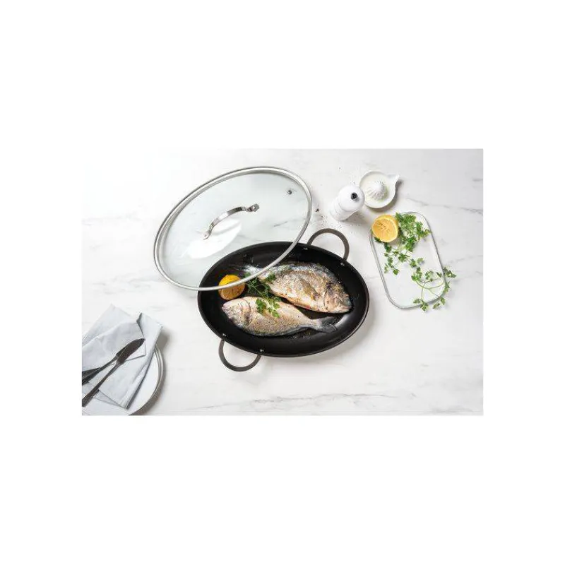 Couvercles En Verre-BEKA Couvercle Ovale pour Poêle à poisson en Verre et inox 37.5 x 25