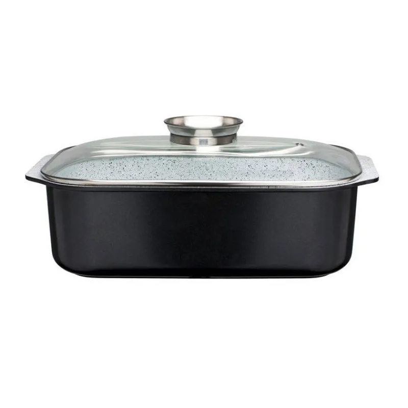 Cocottes En Fonte Aluminium-GSW Céramica Stone Cocotte Rectangulaire Fonte Alu Revêtement Céramique D40 induction