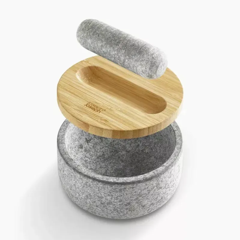 Mortiers-Joseph Joseph DASH Pilon et mortier Granit avec couvercle Bambou