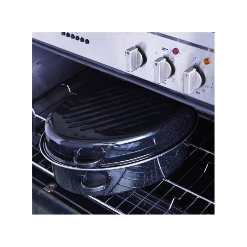 Daubières Et Rôtissoires-BAUMALU DAUBIERE Rôtissoire Cocotte Roaster ovale Acier Emaillé NOIR D42