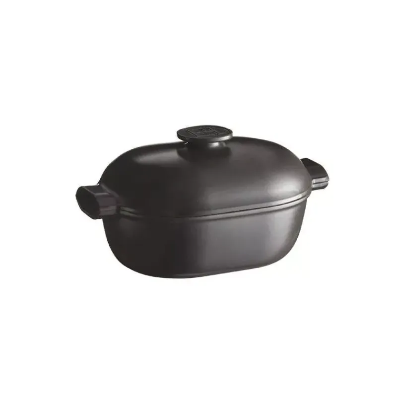 Cocottes En Céramique-Emile HENRY Delight Grande Cocotte Ovale Céramique Induction Noir L36 4.5L  VPC