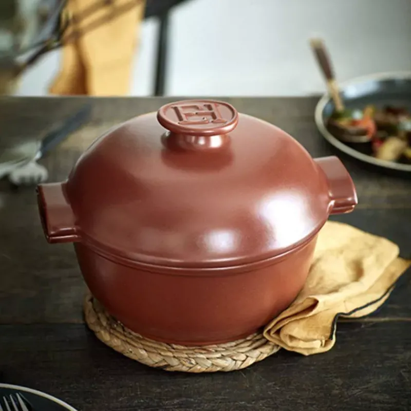 Cocottes En Céramique-Emile HENRY Delight Grande Cocotte Ronde Céramique Induction Sienne D25  4L  VPC