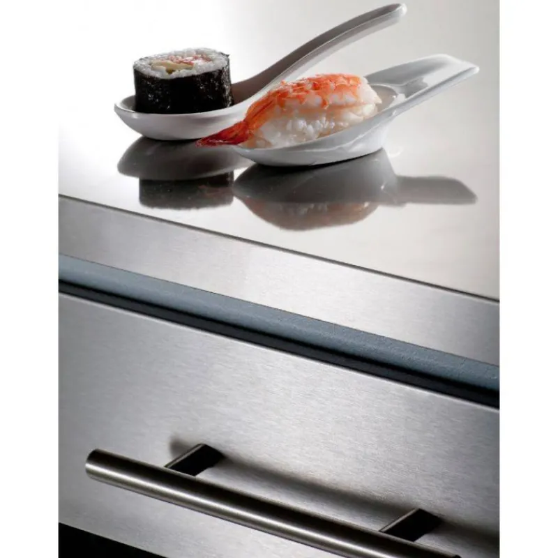Dessertes Roulantes-DHO Desserte de cuisine Mobile en Inox 2 tiroirs + 3 paniers + 1 rangement bouteilles  SC