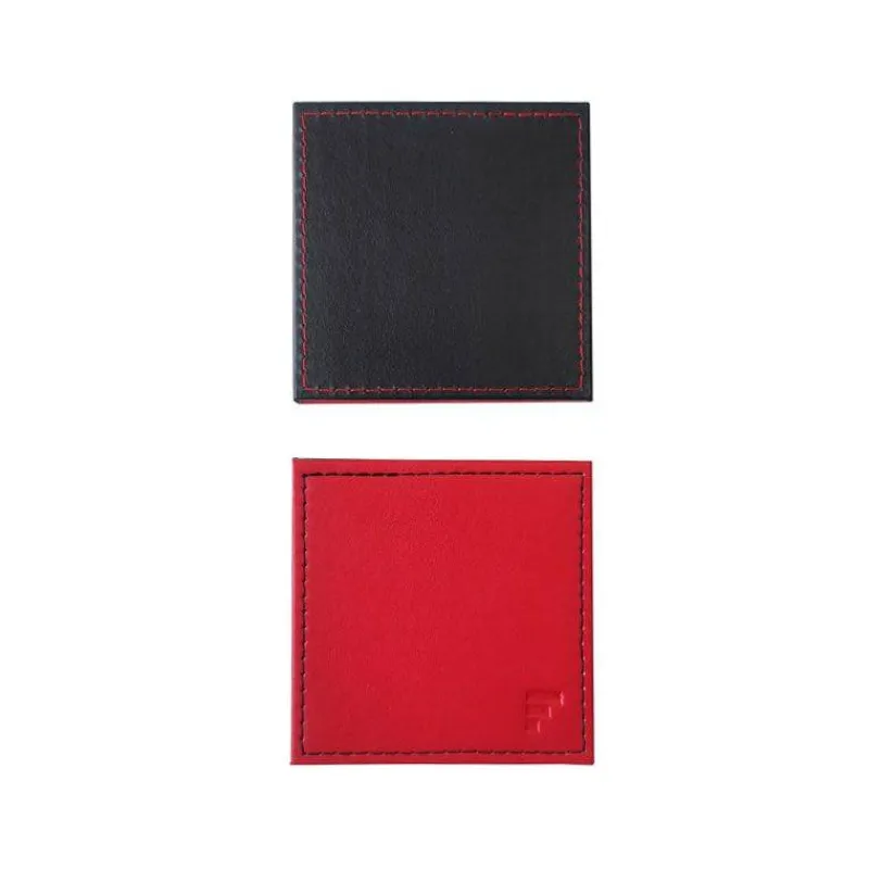 Sets De Tables | Dessous De Verres-Freeform Dessous de verre carré 10 x 10 Noir Rouge - Les 4