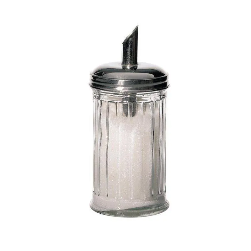 Saupoudreuses Verseuses-La Casserolerie Doseur Saupoudreuse sucre Verre Cannelé et inox