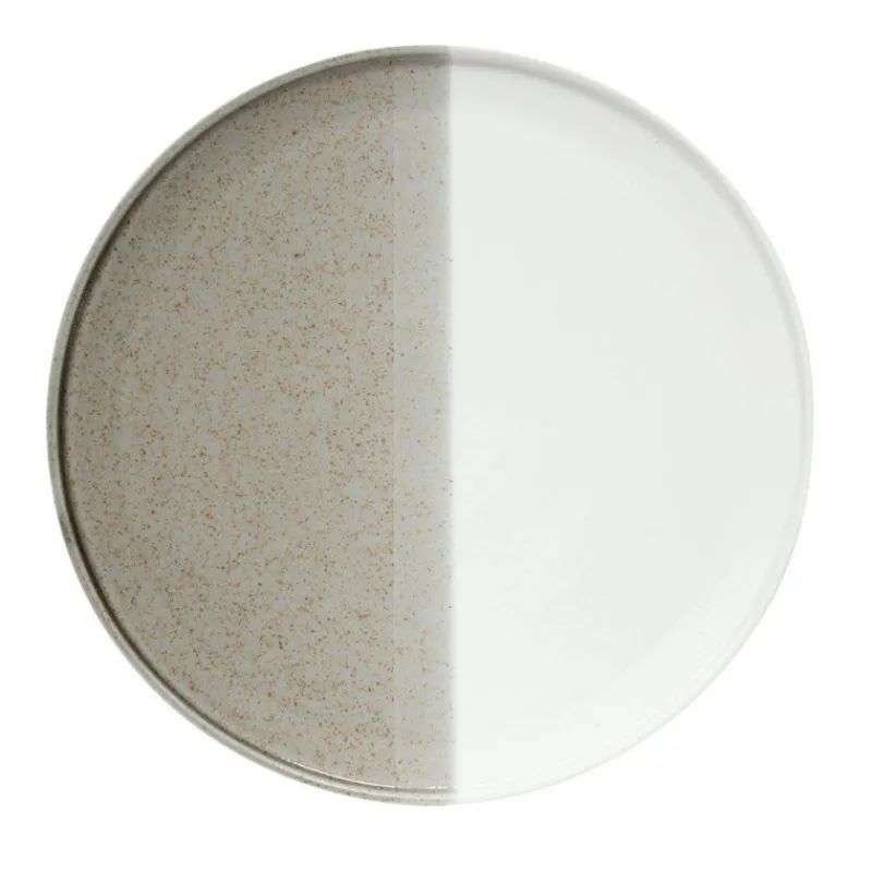 Assiettes À Desserts-Easy Life DOUBLE Assiette dessert en porcelaine Easylife Sable et Blanc D21