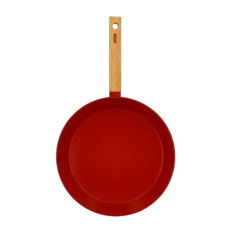 Poêles Avec Revêtement Céramique | Poêles Avec Revêtement Aspect Pierre-OGO ECTOR Poêle revêtue céramique Paprika induction manche bois D20
