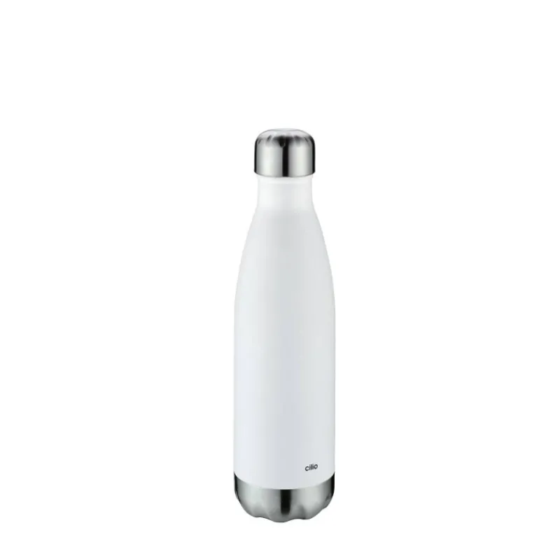 Gourdes Isothermes Et Mugs-cilio ELEGANTE Bouteille isotherme double paroi en Inox 0.5L Blanc