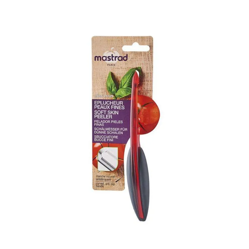 Eplucher-MASTRAD ELIOS PLUS Econome Eplucheur peaux Fines manche incurvé Rouge