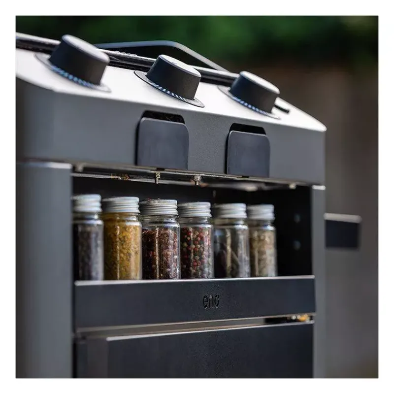 Plancha Eno | Plancha À Gaz-ENO Ensemble Plancha Gaz Fonte et Chariot Combo Fusion 75 Gris Cargo