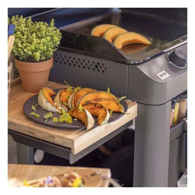 Plancha Eno | Plancha À Gaz-ENO Ensemble Plancha Gaz Fonte et Chariot Combo Fusion 75 Gris Cargo