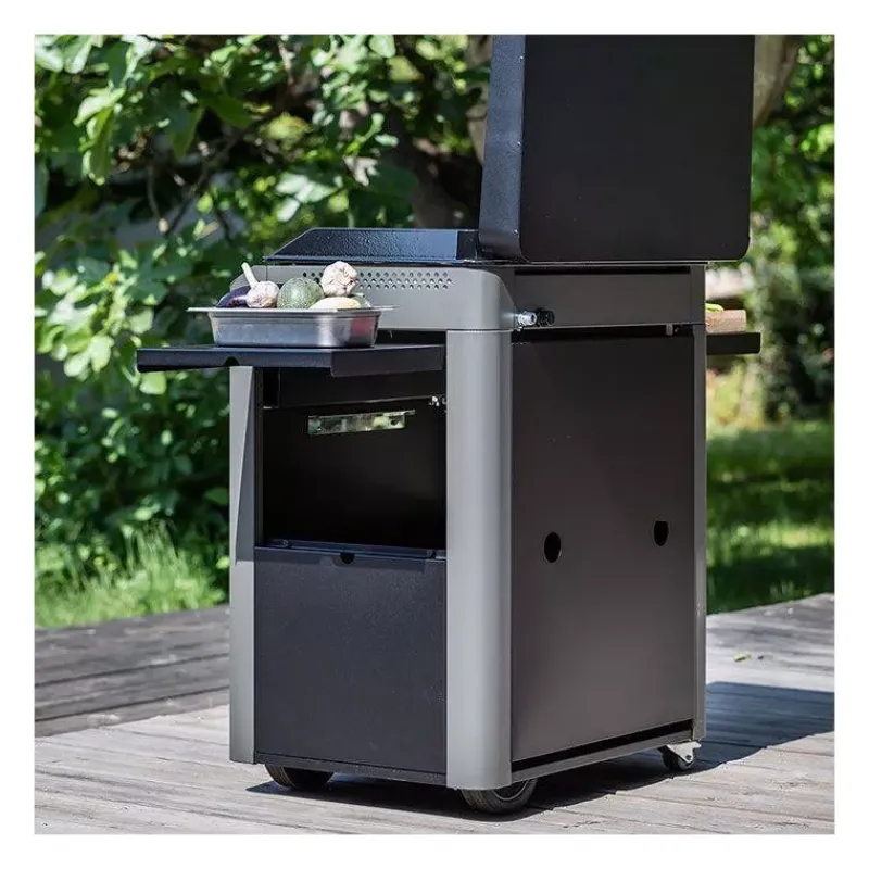 Plancha Eno | Plancha À Gaz-ENO Ensemble Plancha Gaz Fonte et Chariot Combo Fusion 75 Gris Cargo