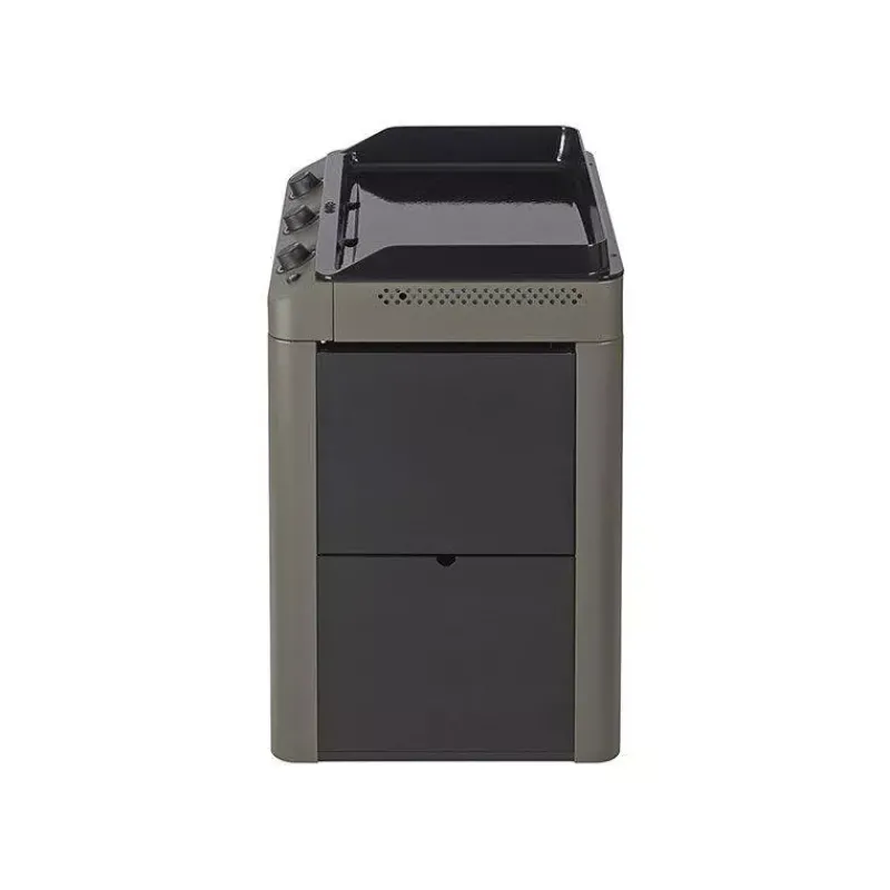 Plancha Eno | Plancha À Gaz-ENO Ensemble Plancha Gaz Fonte et Chariot Combo Fusion 75 Gris Cargo