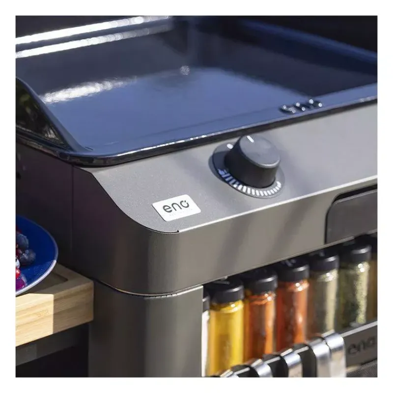 Plancha Eno | Plancha À Gaz-ENO Ensemble Plancha Gaz Fonte et Chariot Combo Fusion 75 Gris Cargo