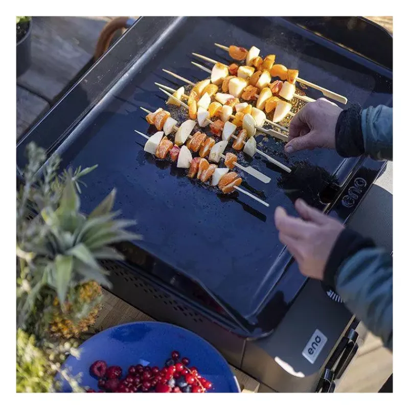 Plancha Eno | Plancha À Gaz-ENO Ensemble Plancha Gaz Fonte et Chariot Combo Fusion 75 Gris Cargo