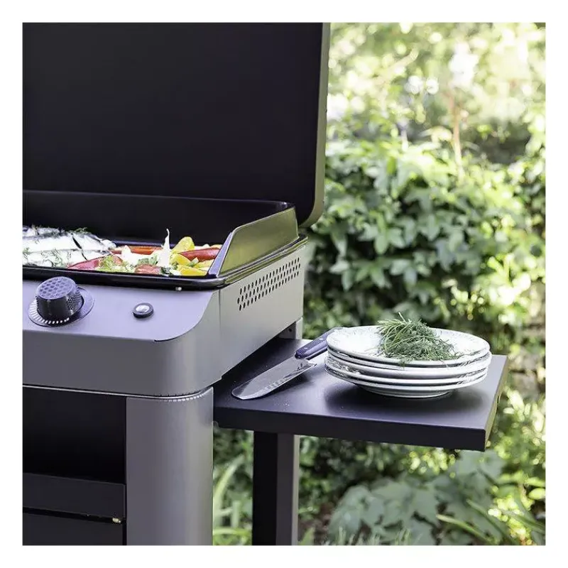 Plancha Eno | Plancha À Gaz-ENO Ensemble Plancha Gaz Fonte et Chariot Combo Fusion 75 Gris Cargo