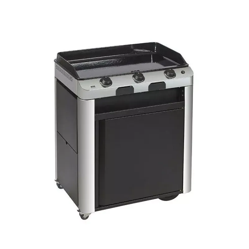 Plancha Eno | Plancha À Gaz-ENO Ensemble Plancha Gaz Fonte et Chariot Combo Fusion 75 Inox