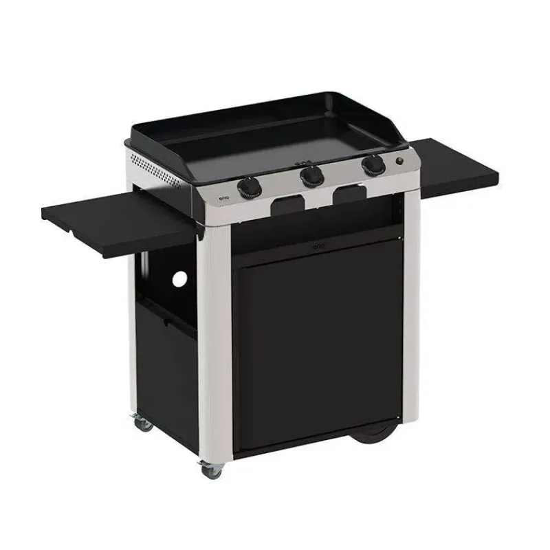 Plancha Eno | Plancha À Gaz-ENO Ensemble Plancha Gaz Fonte et Chariot Combo Fusion 75 Inox