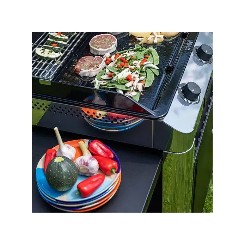 Plancha Eno | Plancha À Gaz-ENO Ensemble Plancha Gaz Fonte et Chariot Combo Fusion 60 Inox Nouveau Modèle