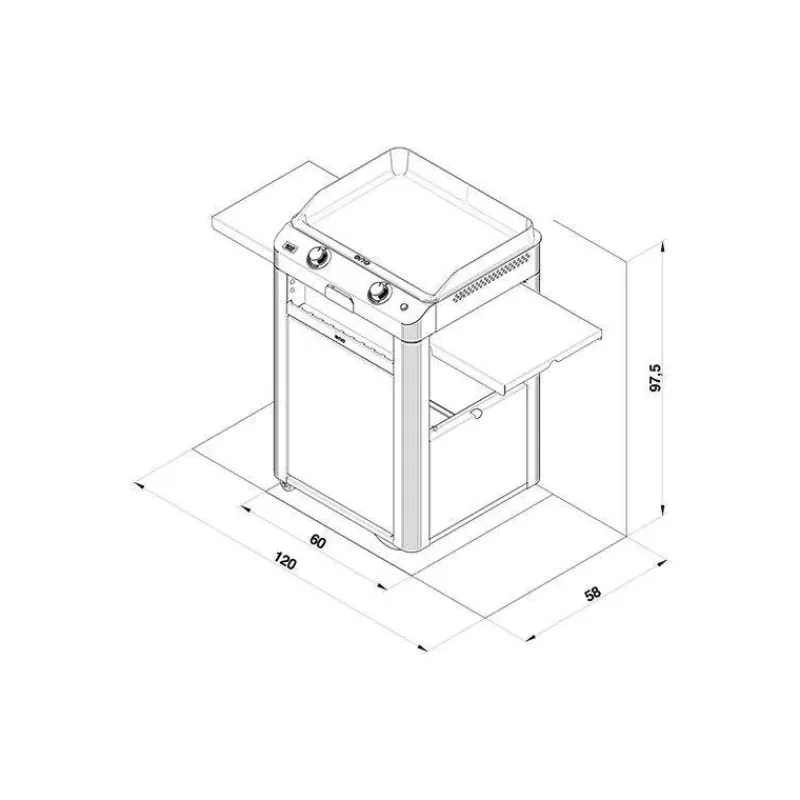 Plancha Eno | Plancha À Gaz-ENO Ensemble Plancha Gaz Fonte et Chariot Combo Fusion 60 Inox Nouveau Modèle