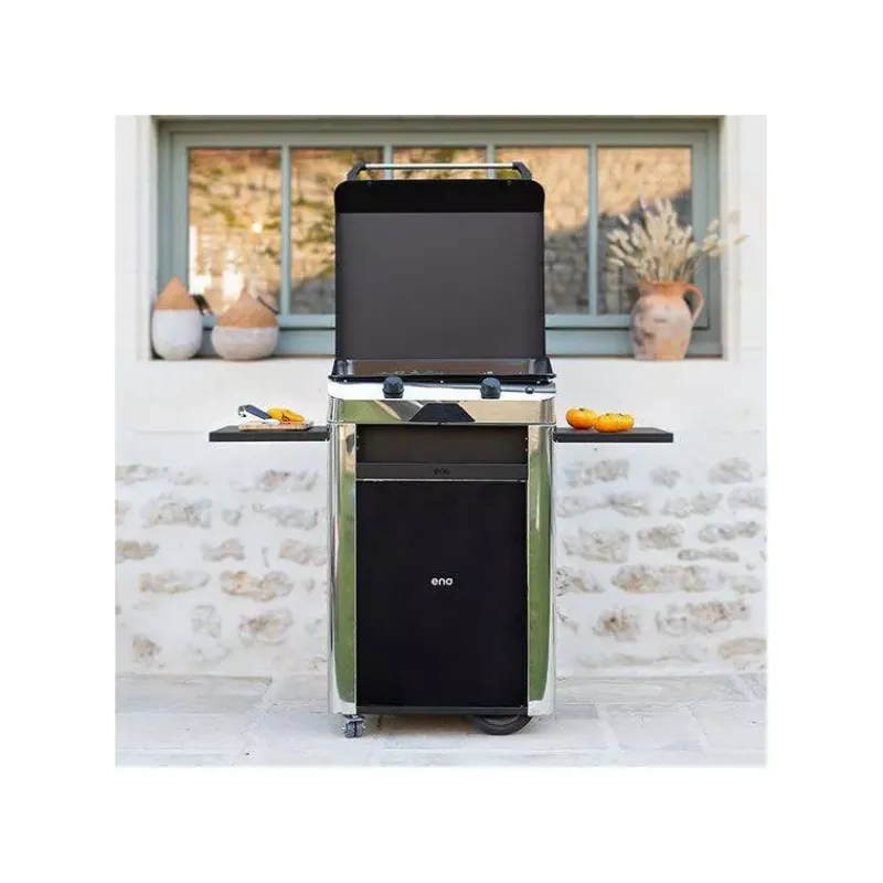 Plancha Eno | Plancha À Gaz-ENO Ensemble Plancha Gaz Fonte et Chariot Combo Fusion 60 Inox Nouveau Modèle