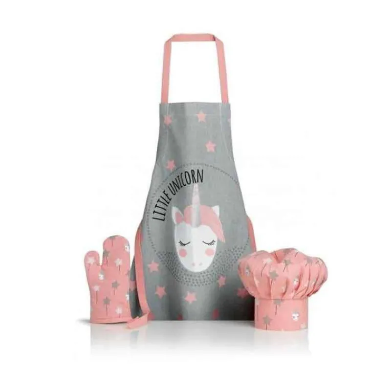 Tabliers | Toques-T&B Maison Ensemble Tablier Gant Toque pour enfant Licorne Rose