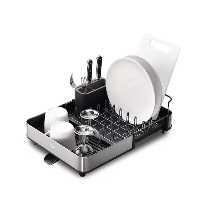 Egouttoirs Et Tapis À Vaisselle-Joseph Joseph EXTEND STEEL Egouttoir à vaisselle extensible avec bonde Inox GRIS