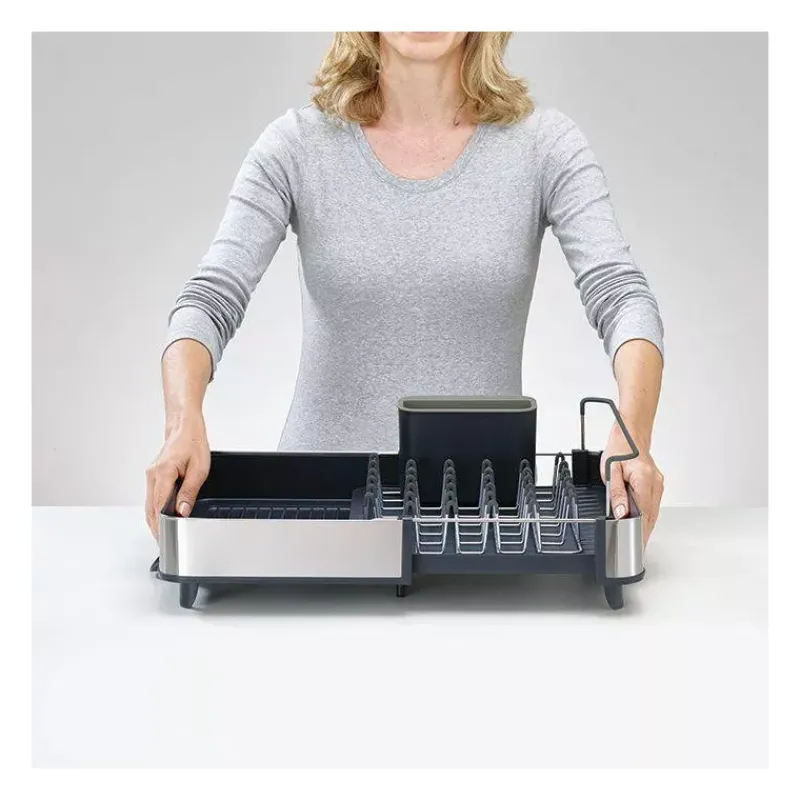 Egouttoirs Et Tapis À Vaisselle-Joseph Joseph EXTEND STEEL Egouttoir à vaisselle extensible avec bonde Inox GRIS