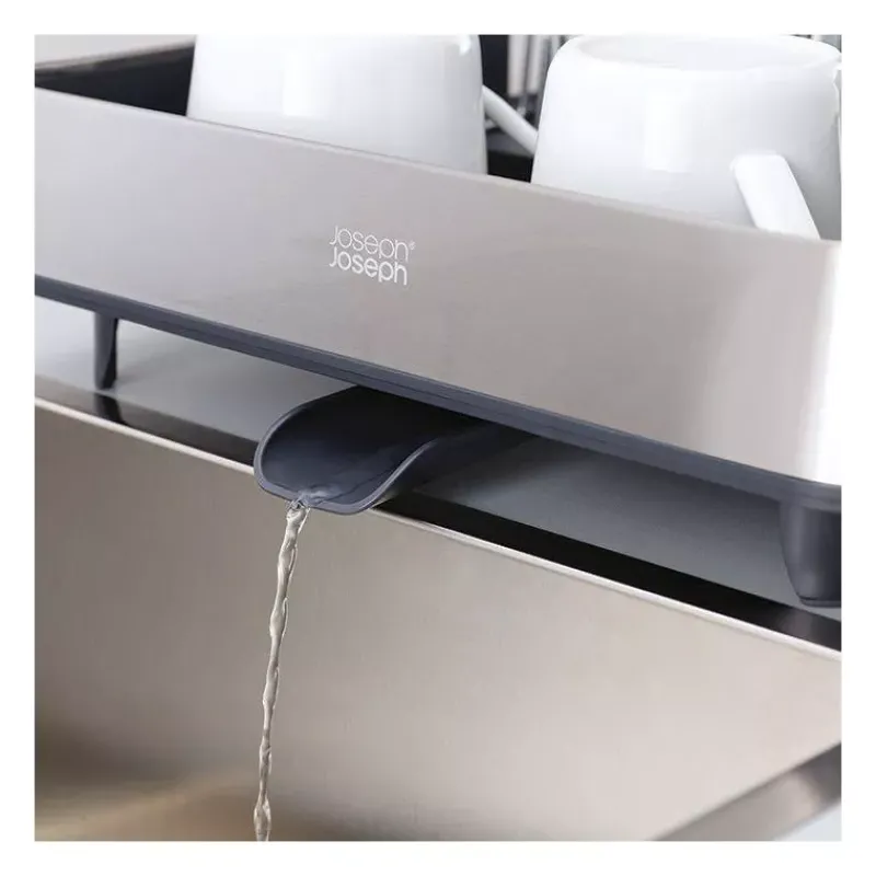 Egouttoirs Et Tapis À Vaisselle-Joseph Joseph EXTEND STEEL Egouttoir à vaisselle extensible avec bonde Inox GRIS