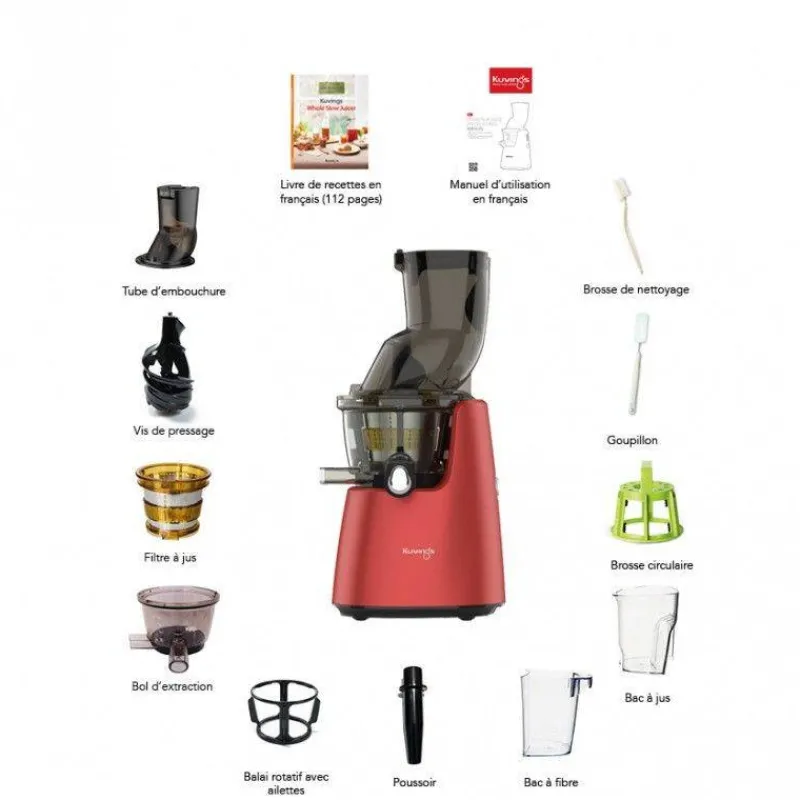 Extracteurs De Jus Électrique-Kuvings Extracteur de jus électrique par Pression à froid D9900 Rouge
