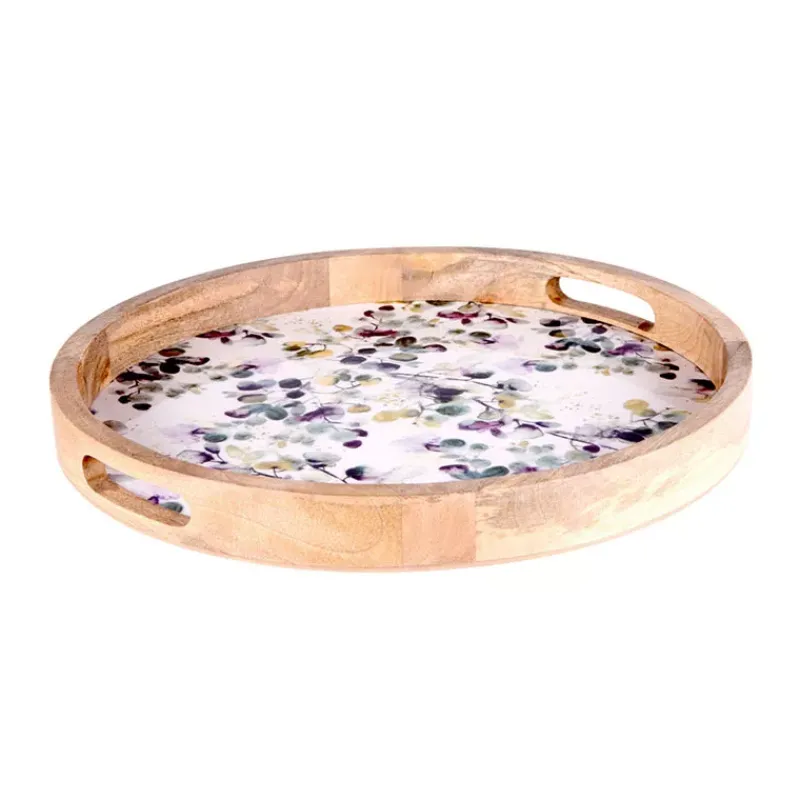 Plateaux Bois-TABLE PASSION GARDEN Plateau en Bois de manguier et Résine D40 cm