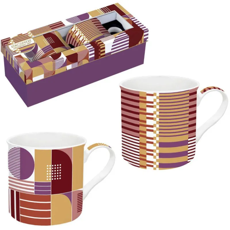 Mugs-Easy Life GEOMETRIC ART Coffret Mug porcelaine Easylife - Les 2  SC