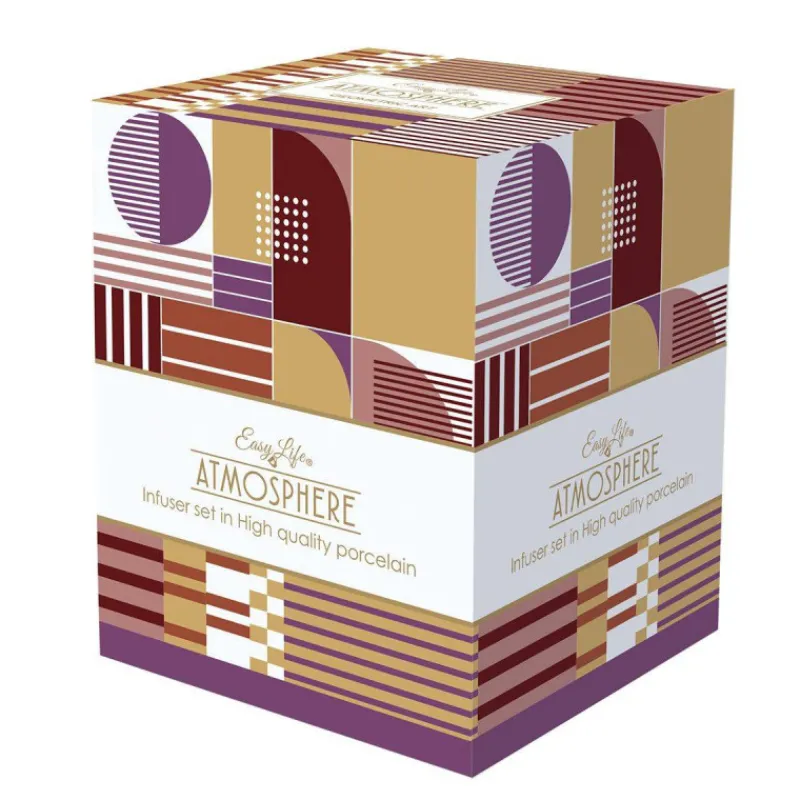 Mugs-Easy Life GEOMETRIC ART Coffret Mug Tisanière Porcelaine 350 ml EASYLIFE  SC