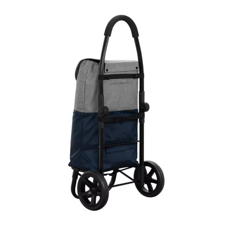 Poussettes De Marché-Playmarket GO TWO Compact Poussette de marché Chariot de courses Pliable Bleu indigo texturé