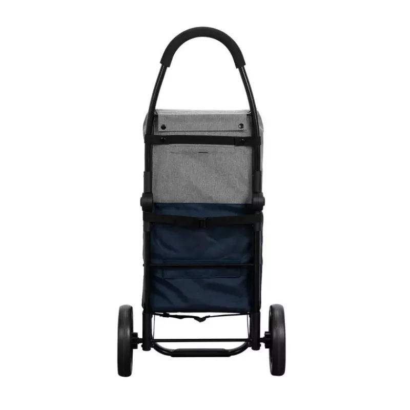 Poussettes De Marché-Playmarket GO TWO Compact Poussette de marché Chariot de courses Pliable Bleu indigo texturé