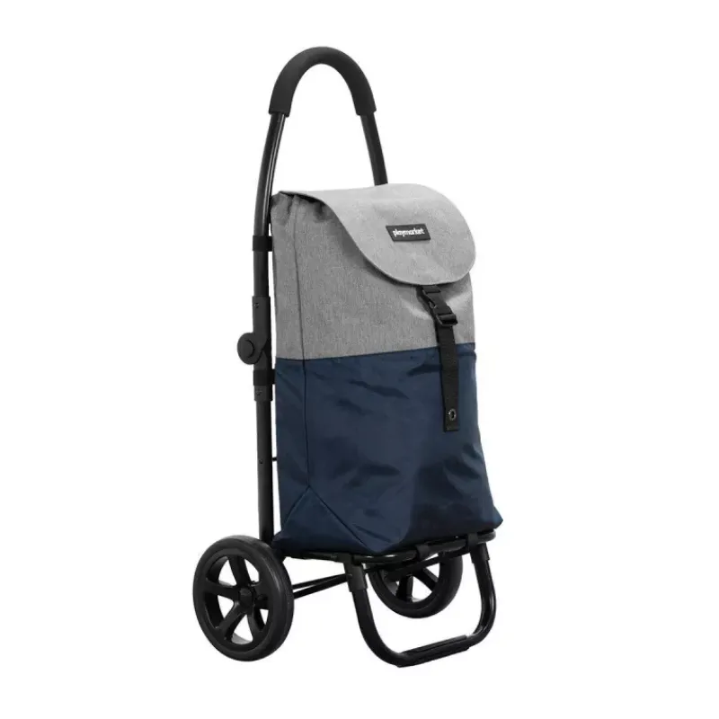 Poussettes De Marché-Playmarket GO TWO Compact Poussette de marché Chariot de courses Pliable Bleu indigo texturé