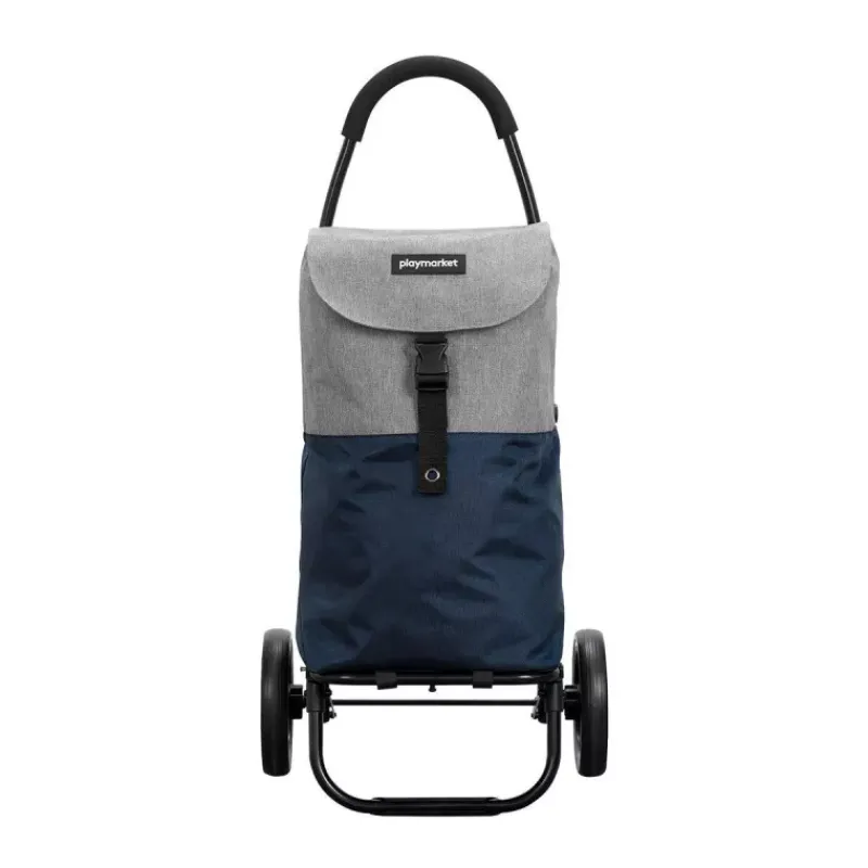 Poussettes De Marché-Playmarket GO TWO Compact Poussette de marché Chariot de courses Pliable Bleu indigo texturé