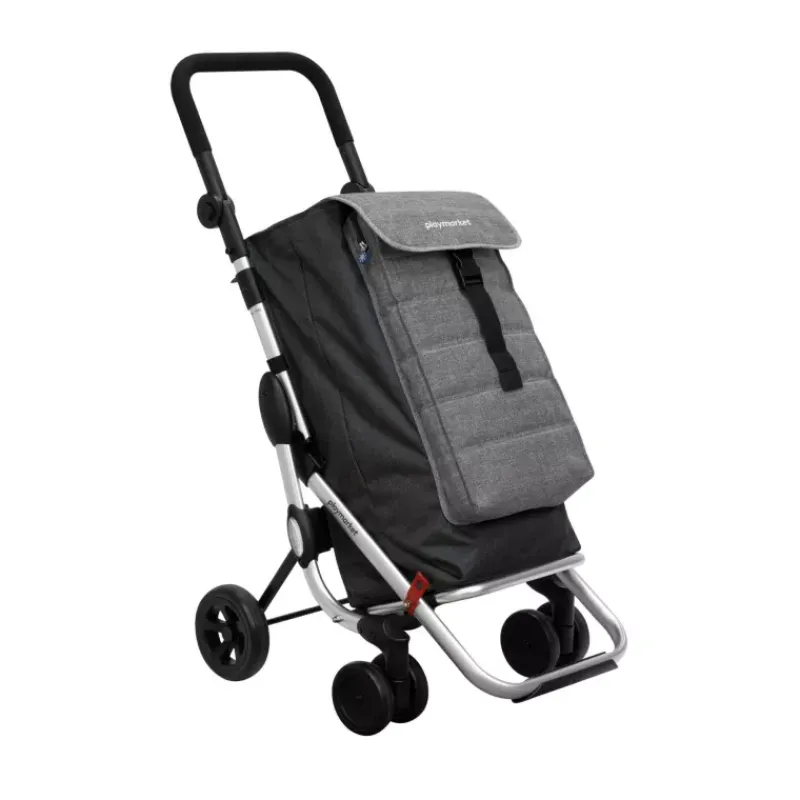 Poussettes De Marché-Playmarket GO UP Trendy Poussette de marché Chariot de courses 6 roues Noir Gris texturé
