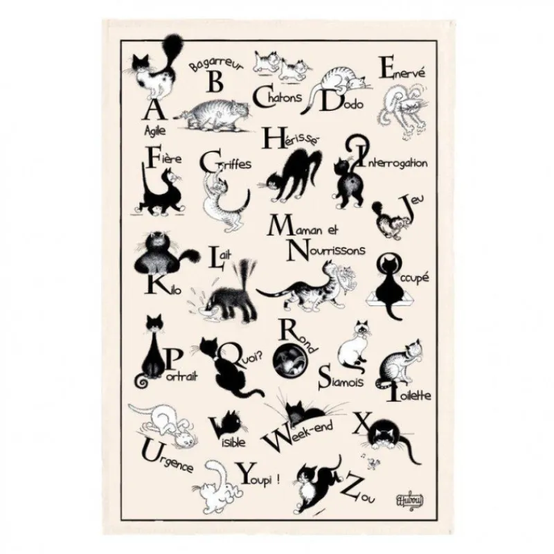 Torchons-T&B Maison Grand Torchon Coton DUBOUT Chat Abecedaire