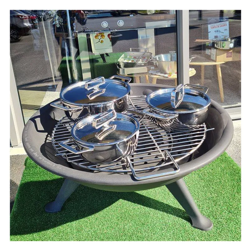 Braseros | Barbecues-INVICTA Grille ronde en acier pour Brasero Cuiseur nomade à bois Iowa