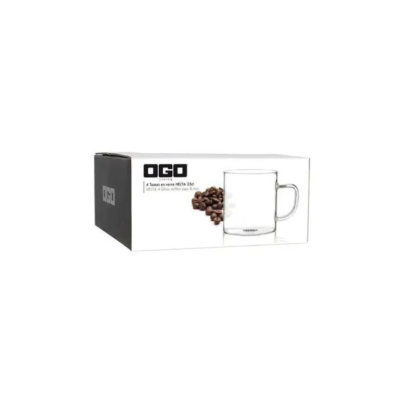 Tasses-OGO HELYA Tasse Thé Café 25 cl Verre borosilicate - les 4